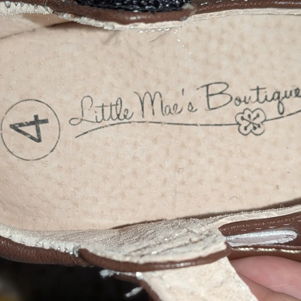 Little Mae's Boutique Brown Polka Dot Squeaky Mary Jane Shoes Toddler Size 4 NEW